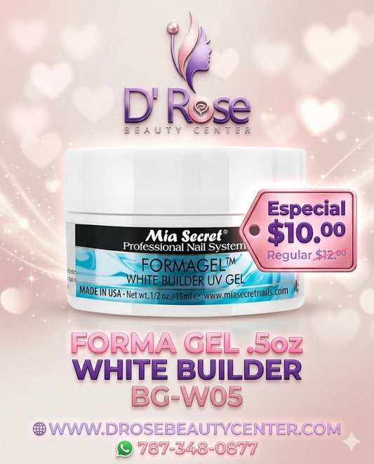 💅✨ Mia Secret® Formagel White Builder UV Gel 0.5 oz / 15 ml (BG-W05) — Gel Constructor Blanco Profesional para Escultura y Extensiones de Uñas ✨💅
