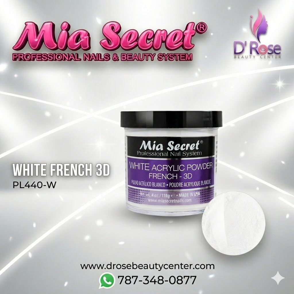 💖✨ Mia Secret® White Acrylic Powder French-3D 4oz | Blanco Puro Profesional ✨💖