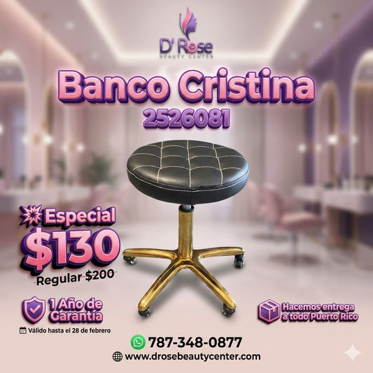 🪑 Banco Cristina Profesional para Estilista o Manicurista con Base Dorada – Modelo 2526081